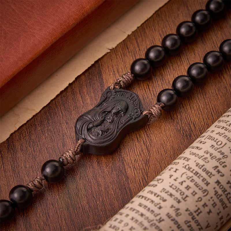 Christianartworkshop Natural Timber Prayer Rosary & Madonna and Child Motif: Token of Abiding Divine Warmth - image 23