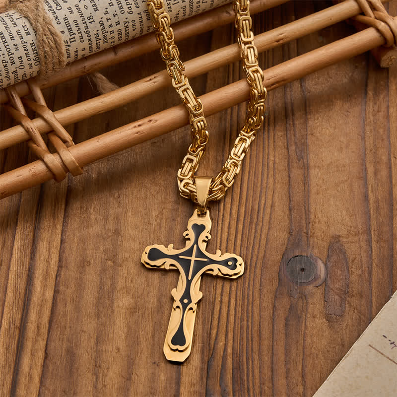 Christianartworkshop Vintage Filigree Tri - Color Cross Necklace: Timeless Faith Jewelry - Golden - image 1