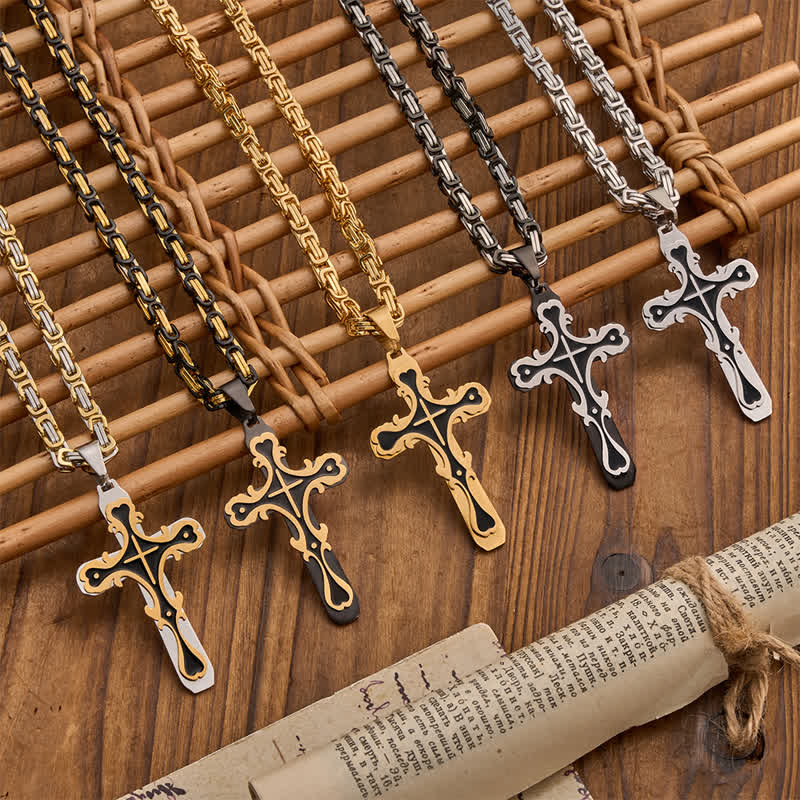 Christianartworkshop Vintage Filigree Tri - Color Cross Necklace: Timeless Faith Jewelry - image 0