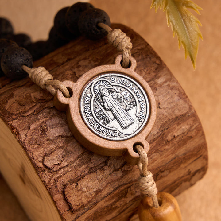 Christianartworkshop Natural Durable Volcanic Stone Rosary with St. Benedict Medal & Crucifix - image 3