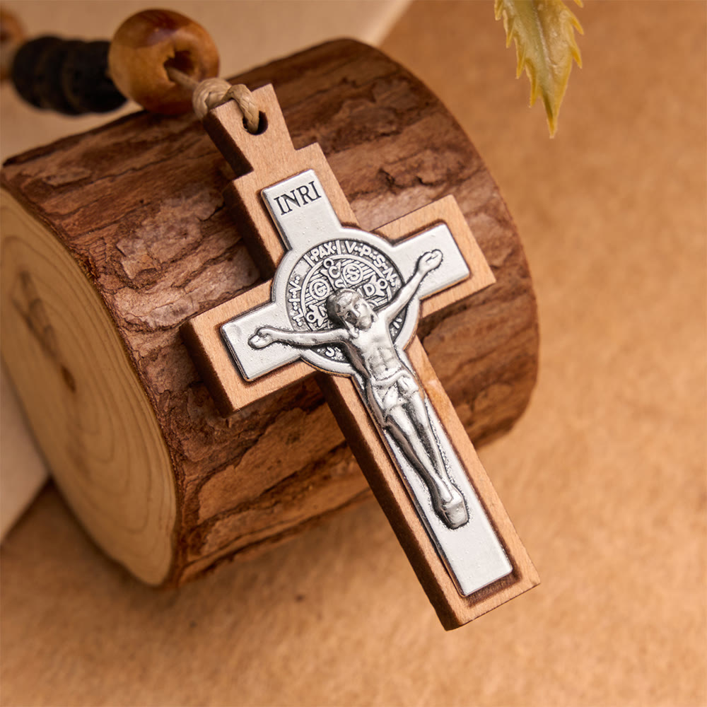 FREE Today: Natural Durable Volcanic Stone Rosary with St. Benedict Medal & Crucifix - image 2