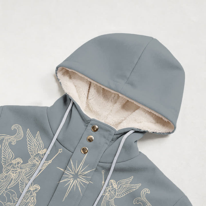 Christianartworkshop Nativity Sketch Sherpa Hooded Winter Coat - image 2