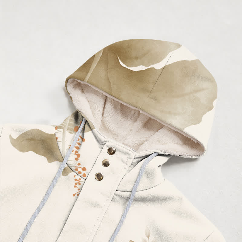 Christianartworkshop Floral Cross Sherpa Lined Hooded Winter Coat - image 3