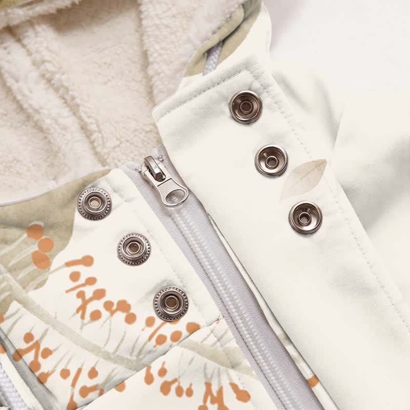 Christianartworkshop Floral Cross Sherpa Lined Hooded Winter Coat - image 2