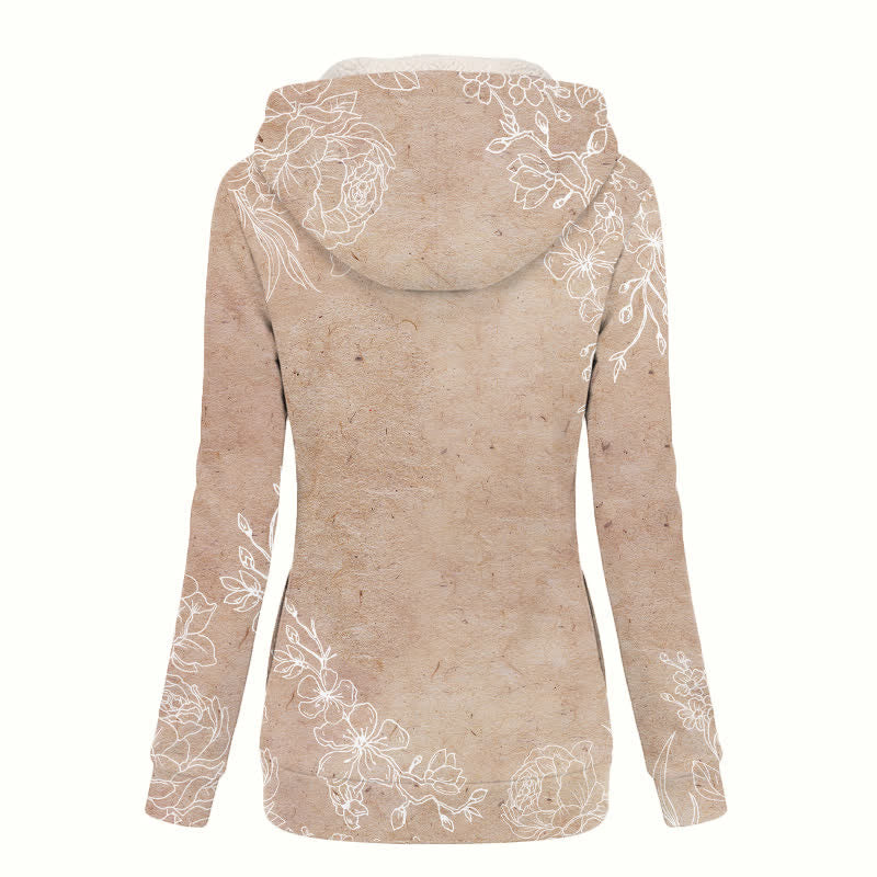 Christianartworkshop Floral Cross Sherpa Hooded Winter Coat - image 1