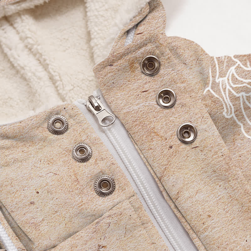 Christianartworkshop Floral Cross Sherpa Hooded Winter Coat - image 3