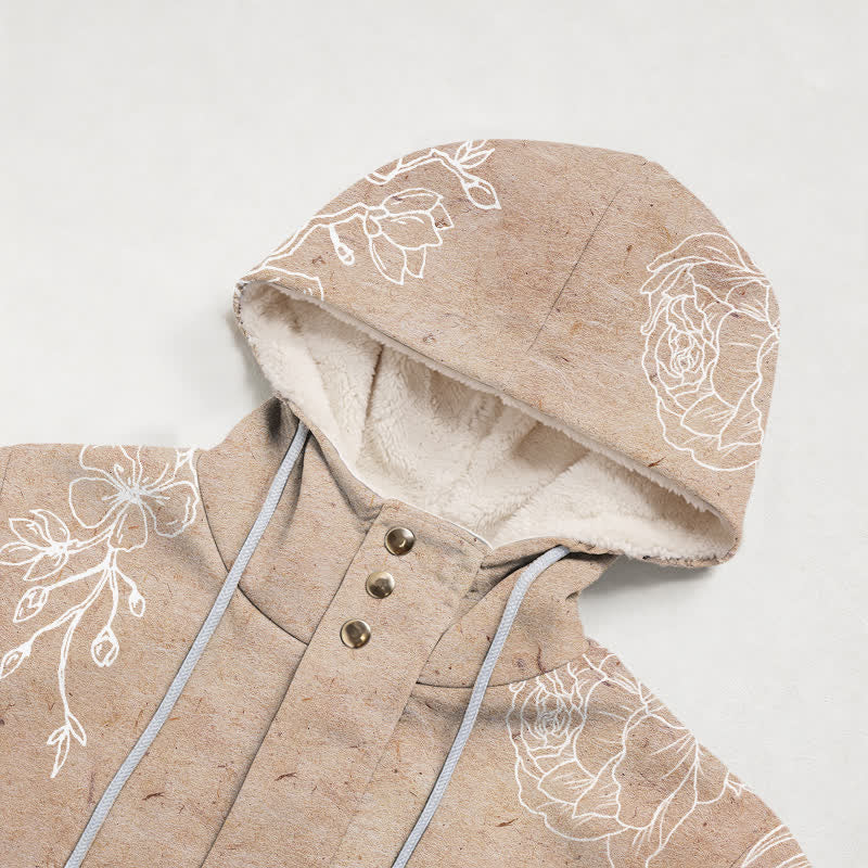 Christianartworkshop Floral Cross Sherpa Hooded Winter Coat - image 2