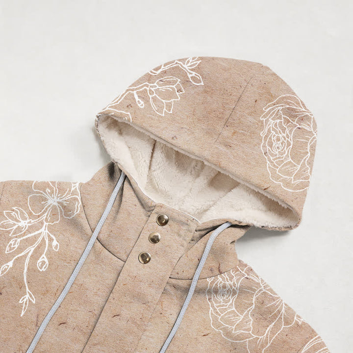 Christianartworkshop Floral Cross Sherpa Hooded Winter Coat - image 2