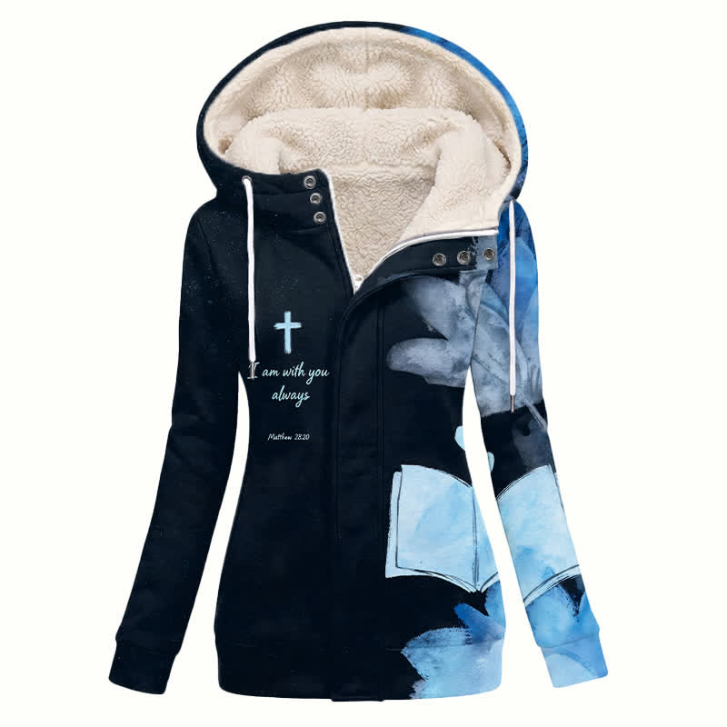Christianartworkshop Floral Cross Sherpa Hooded Winter Comfort Coat - US16,UK/AU20,EU48(4XL) - image 0