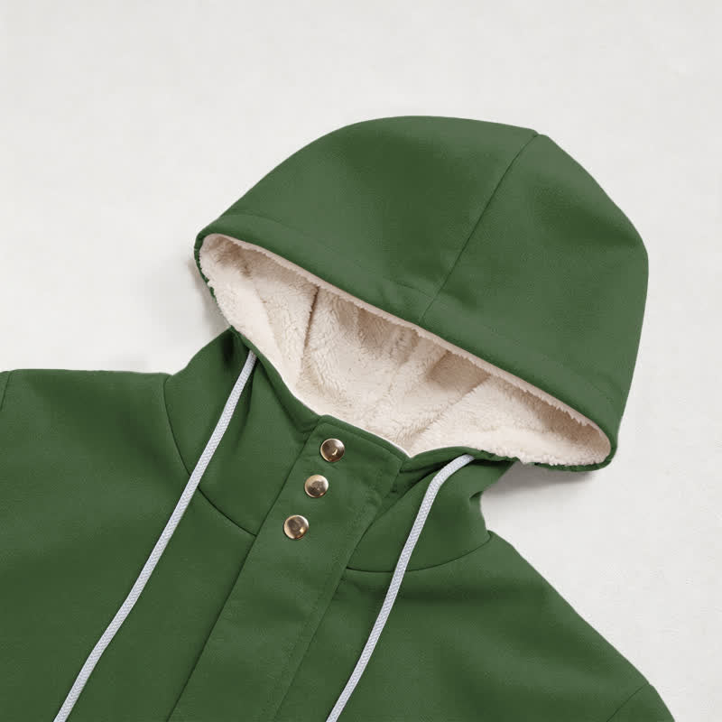 Christianartworkshop Olive Cross Bloom Sherpa Lined Hooded Winter Coat - image 2