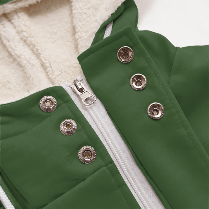 Christianartworkshop Olive Cross Bloom Sherpa Lined Hooded Winter Coat - image 3