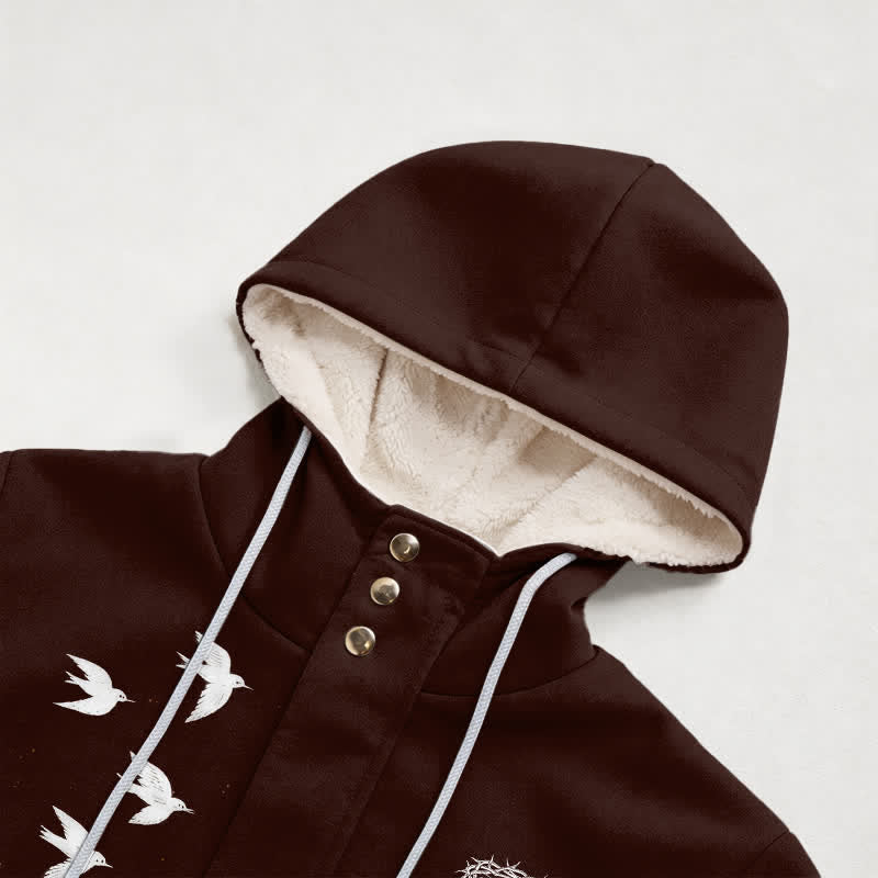 Christianartworkshop Butterfly Bird Sherpa Hooded Winter Coat - image 2