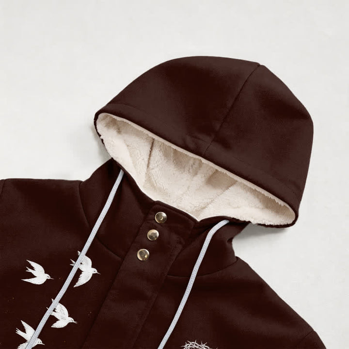 Christianartworkshop Butterfly Bird Sherpa Hooded Winter Coat - image 2