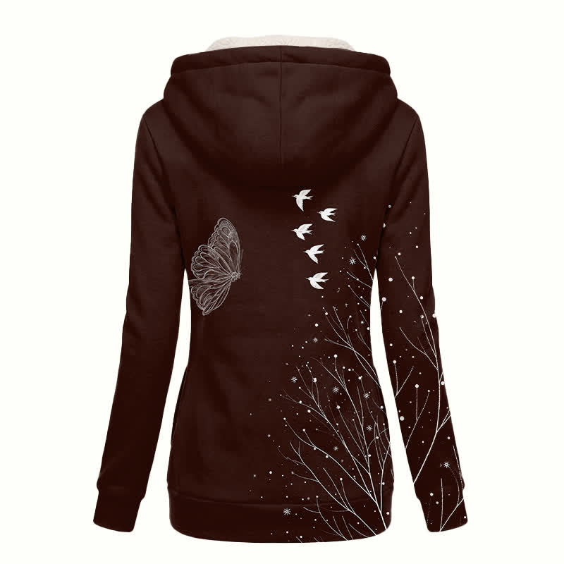 Christianartworkshop Butterfly Bird Sherpa Hooded Winter Coat - image 1
