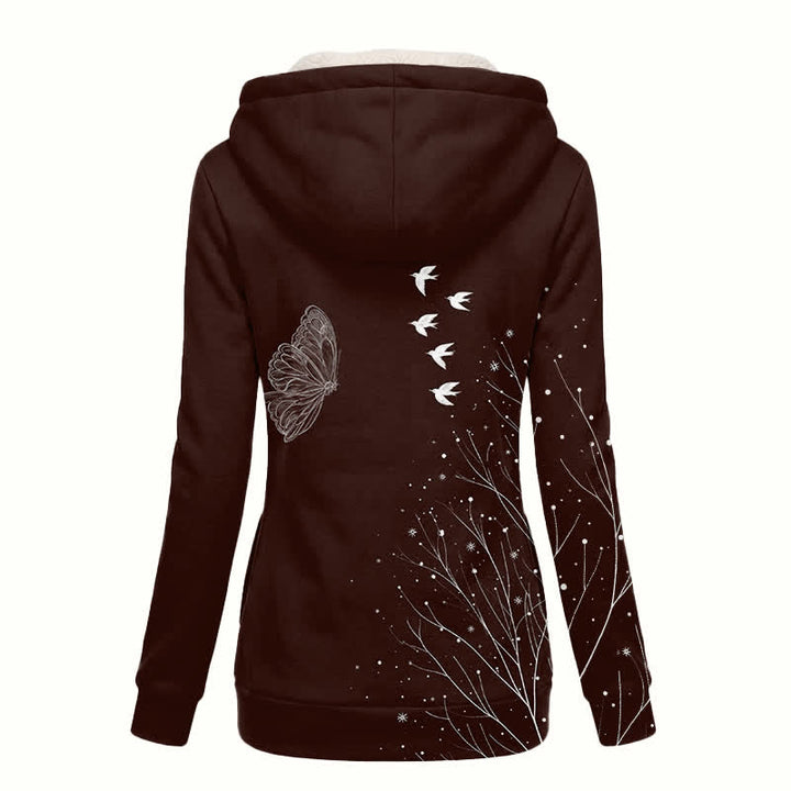 Christianartworkshop Butterfly Bird Sherpa Hooded Winter Coat - image 1