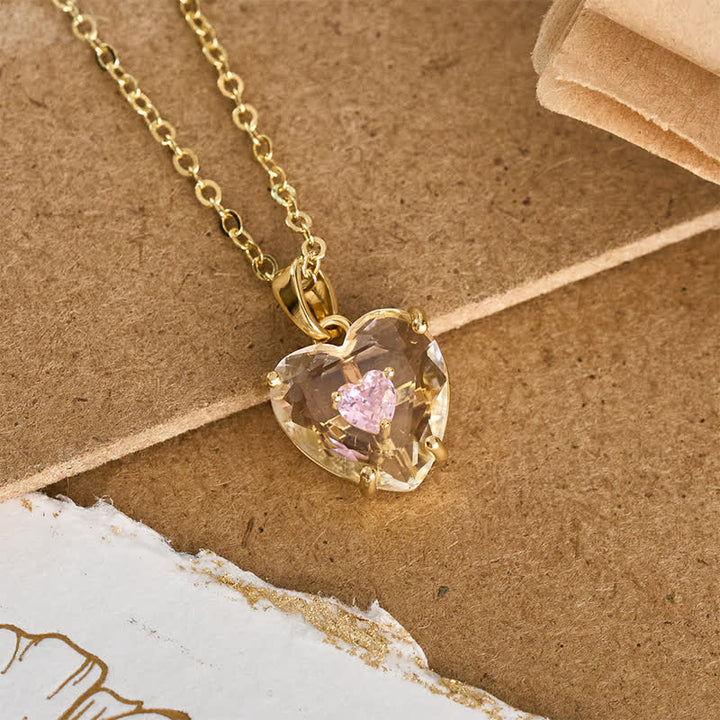 Christianartworkshop Sparkling Cased Sacred Heart Pendant: Beacon of Timeless Devotional Love - Heart Shape & Pink Zircon - Golden - image 19