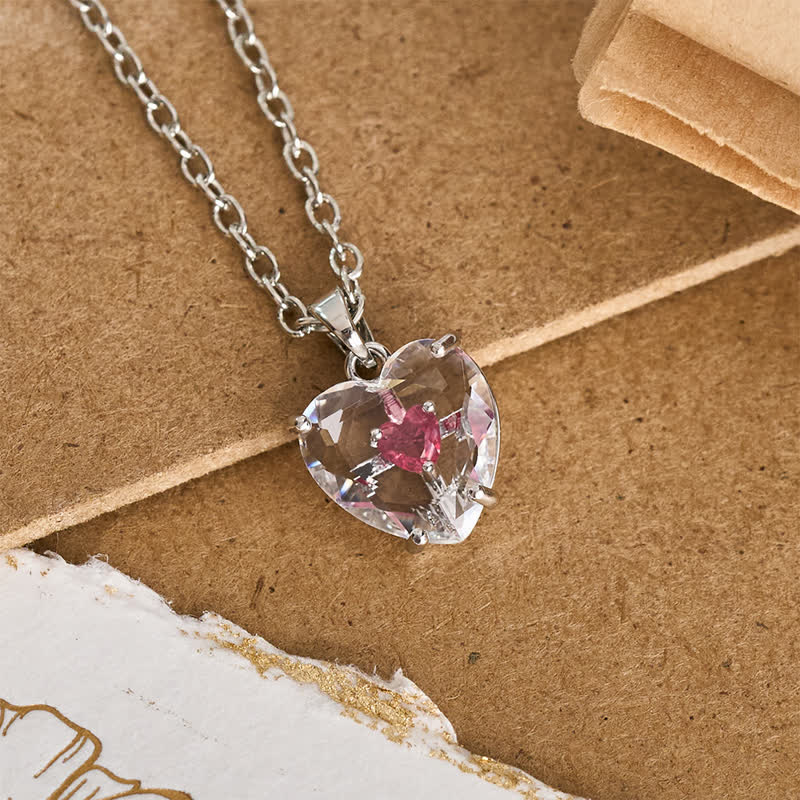 Christianartworkshop Sparkling Cased Sacred Heart Pendant: Beacon of Timeless Devotional Love - Heart Shape & Rose Zircon - Silver - image 5
