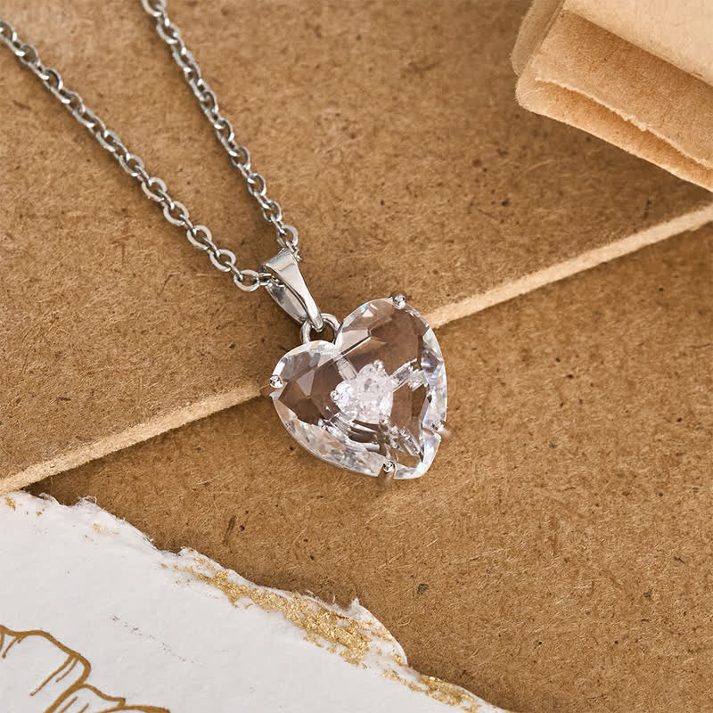 FREE Today: Sparkling Cased Sacred Heart Pendant: Beacon of Timeless Devotional Love - Heart Shape & White Zircon - Silver - image 17