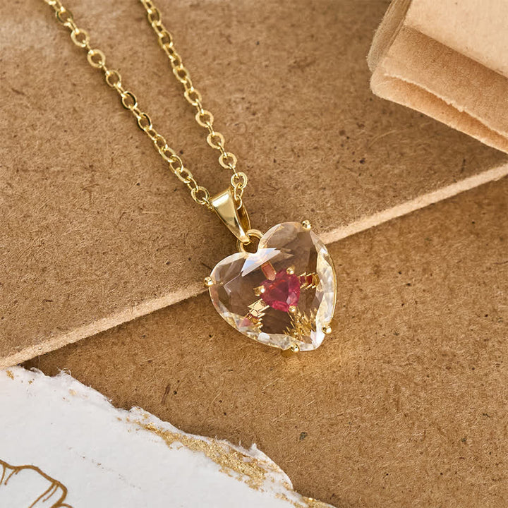 Christianartworkshop Sparkling Cased Sacred Heart Pendant: Beacon of Timeless Devotional Love - Heart Shape & Rose Zircon - Golden - image 3