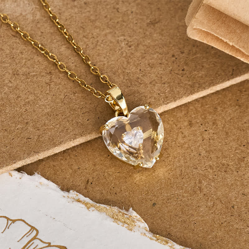 Christianartworkshop Sparkling Cased Sacred Heart Pendant: Beacon of Timeless Devotional Love - Heart Shape & White Zircon - Golden - image 15