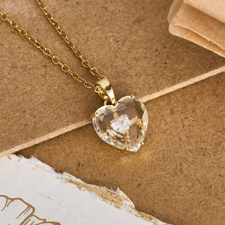Christianartworkshop Sparkling Cased Sacred Heart Pendant: Beacon of Timeless Devotional Love - Heart Shape & White Zircon - Golden - image 15