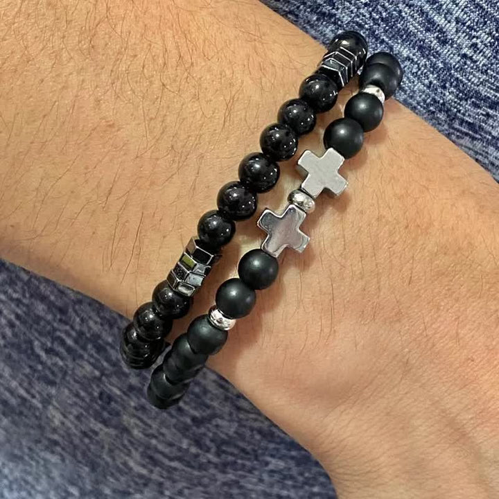 Christianartworkshop Layered Stone & Copper Cross Bracelet: Symbol of Gentle Divine Guardianship - CrossC - image 11