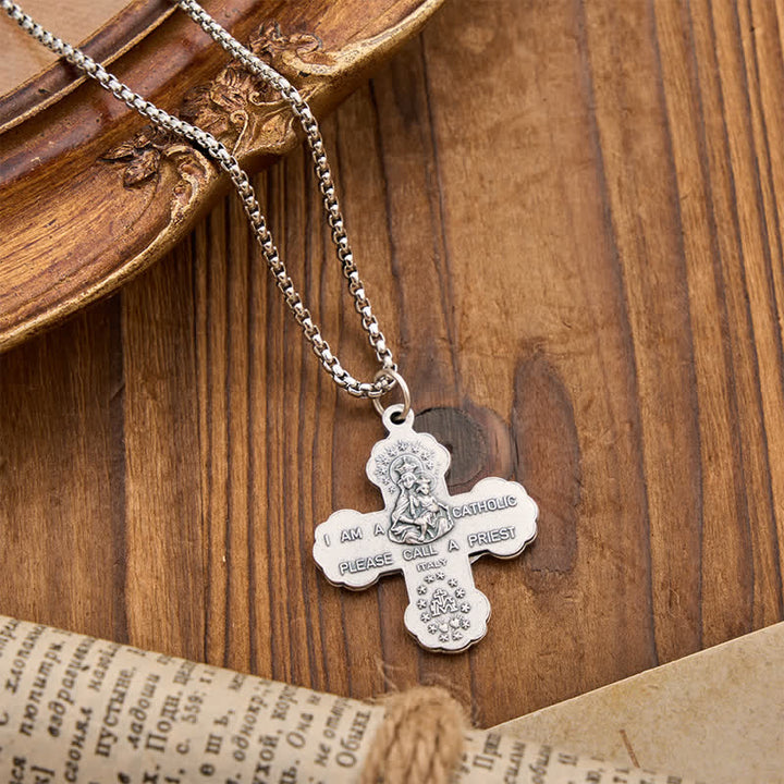 Christianartworkshop Four Sacred Portrait Cross Box‑Chain Necklace: Token Of Gentle Celestial Safeguard - image 7