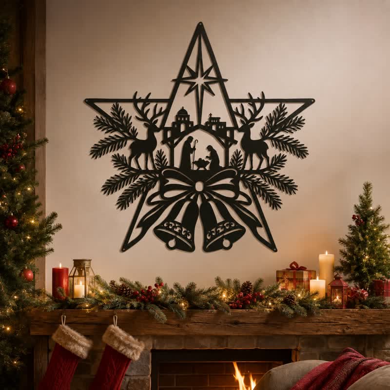 Christianartworkshop Rustic Nativity Scene Metal Wall Sign: Symbol of Timeless Sacred Promise - image 0