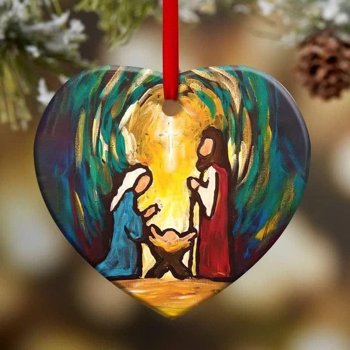 Christianartworkshop Vivid Art Nativity Scene Hanging Ornament: Emblem of Timeless Sacred Story - Acrylic - image 0