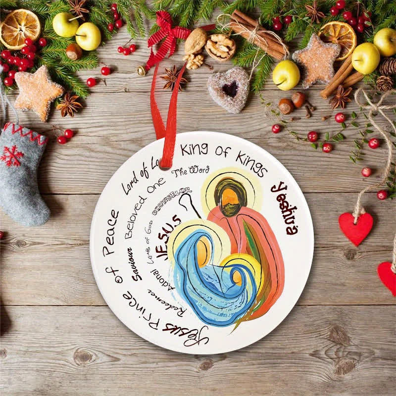Christianartworkshop Colorful Art Jesus Name Round Hanging Ornament: Sign of Gentle Heavenly Peace - Acrylic - image 0