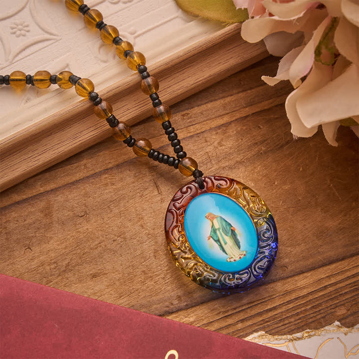 Christianartworkshop Holy Figure Collection Glass Beaded Necklace: Token of Sweet Divine Remembrance - Our Lady B - image 17