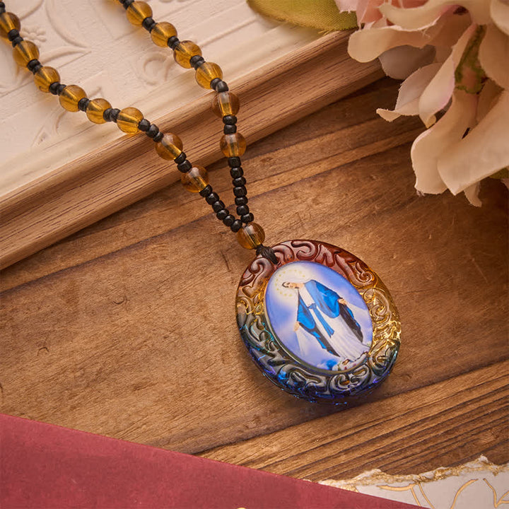 Christianartworkshop Holy Figure Collection Glass Beaded Necklace: Token of Sweet Divine Remembrance - Our Lady C - image 18