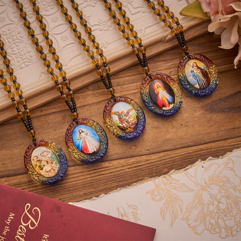 Christianartworkshop Holy Figure Collection Glass Beaded Necklace: Token of Sweet Divine Remembrance - image 4