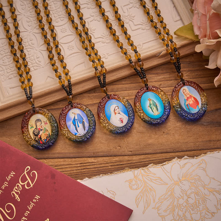 Christianartworkshop Holy Figure Collection Glass Beaded Necklace: Token of Sweet Divine Remembrance - image 1
