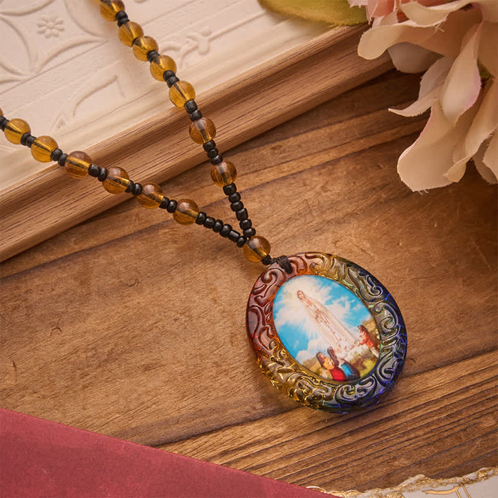 Christianartworkshop Holy Figure Collection Glass Beaded Necklace: Token of Sweet Divine Remembrance - Our Lady E - image 24