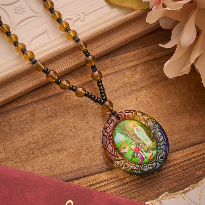 Christianartworkshop Holy Figure Collection Glass Beaded Necklace: Token of Sweet Divine Remembrance - Our Lady F - image 27