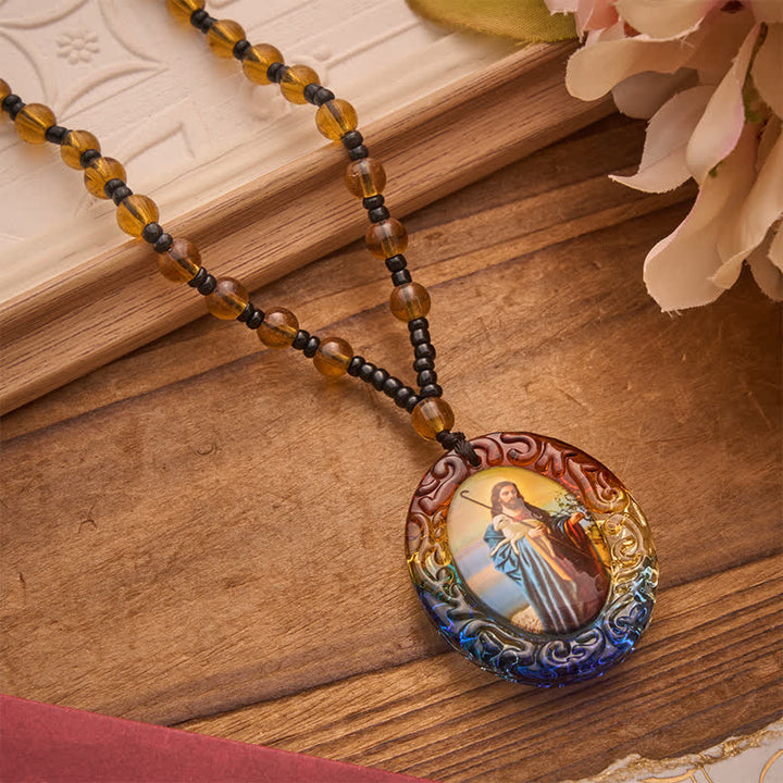 Christianartworkshop Holy Figure Collection Glass Beaded Necklace: Token of Sweet Divine Remembrance - The Good Shepherd C - image 26