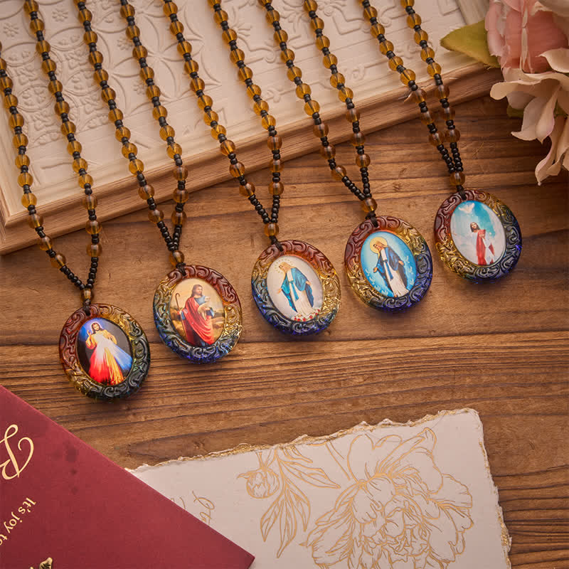 Christianartworkshop Holy Figure Collection Glass Beaded Necklace: Token of Sweet Divine Remembrance - image 0