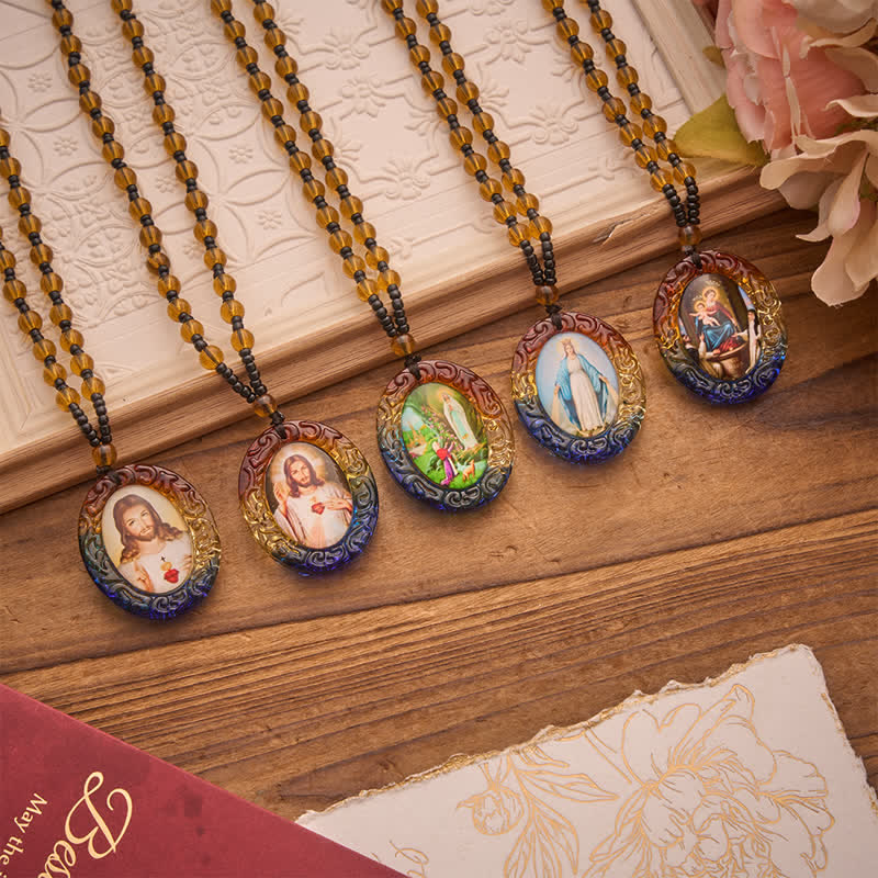 Christianartworkshop Holy Figure Collection Glass Beaded Necklace: Token of Sweet Divine Remembrance - image 3