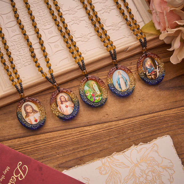 Christianartworkshop Holy Figure Collection Glass Beaded Necklace: Token of Sweet Divine Remembrance - image 3