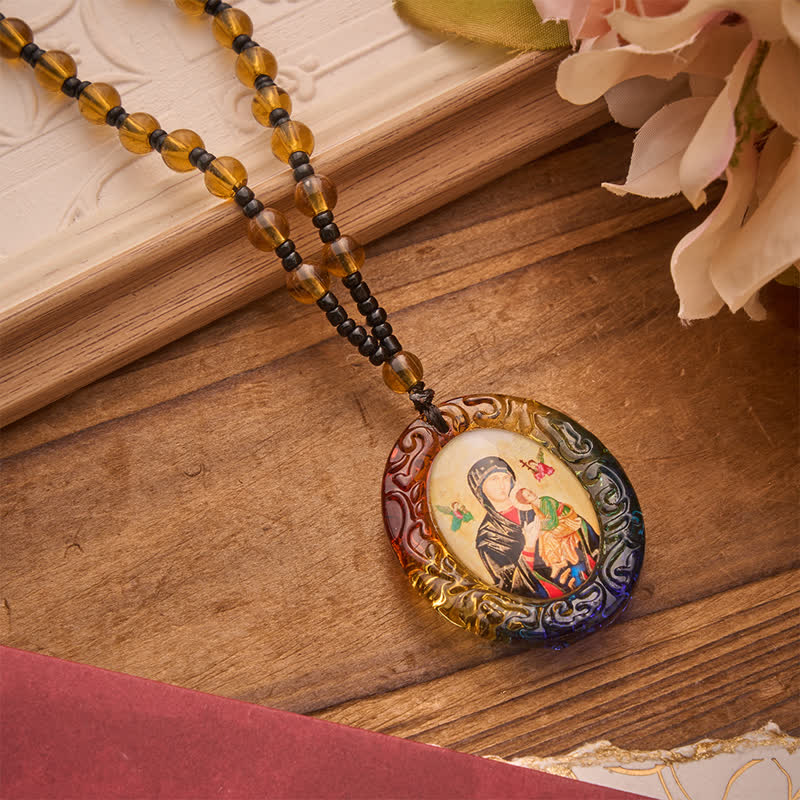 Christianartworkshop Holy Figure Collection Glass Beaded Necklace: Token of Sweet Divine Remembrance - Our Lady G - image 28