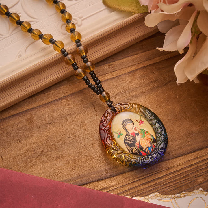 Christianartworkshop Holy Figure Collection Glass Beaded Necklace: Token of Sweet Divine Remembrance - Our Lady G - image 28