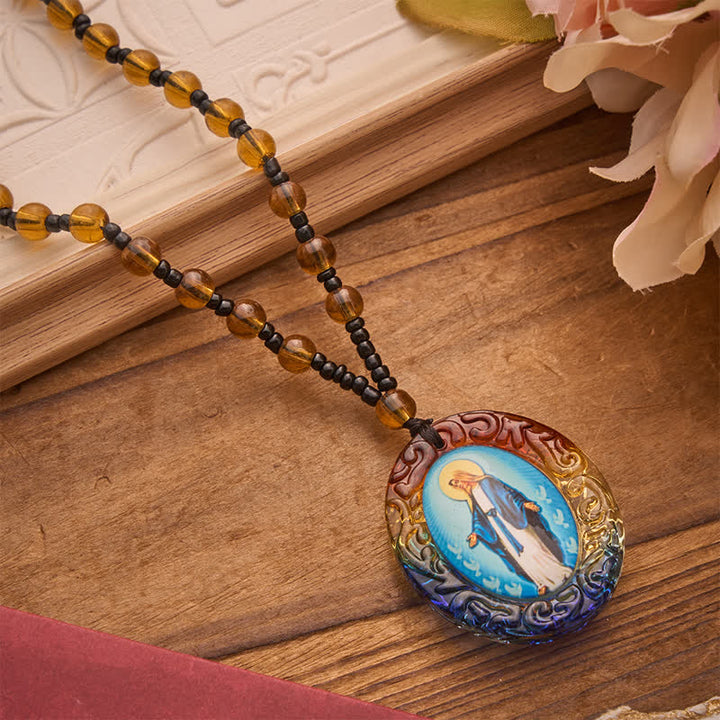 Christianartworkshop Holy Figure Collection Glass Beaded Necklace: Token of Sweet Divine Remembrance - Our Lady A - image 16
