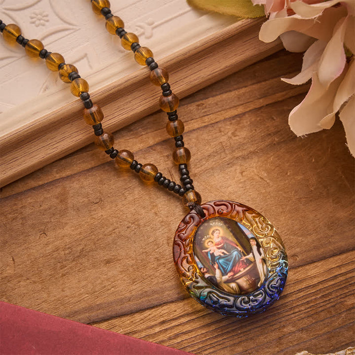 Christianartworkshop Holy Figure Collection Glass Beaded Necklace: Token of Sweet Divine Remembrance - Our Lady H - image 29
