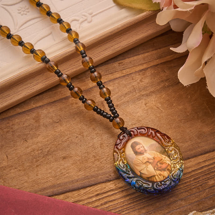 Christianartworkshop Holy Figure Collection Glass Beaded Necklace: Token of Sweet Divine Remembrance - The Good Shepherd A - image 14