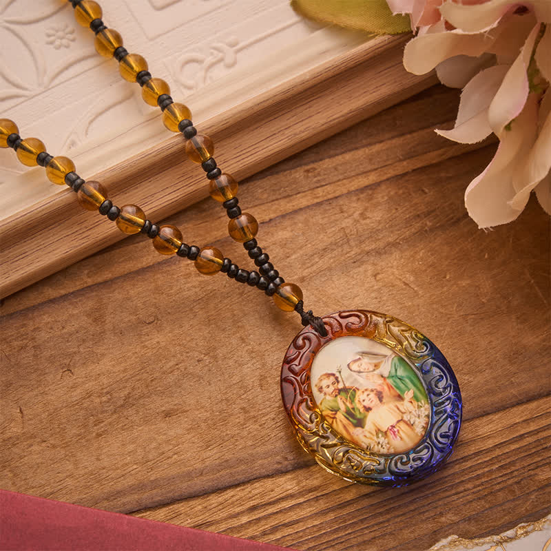 Christianartworkshop Holy Figure Collection Glass Beaded Necklace: Token of Sweet Divine Remembrance - Holy Family - image 10