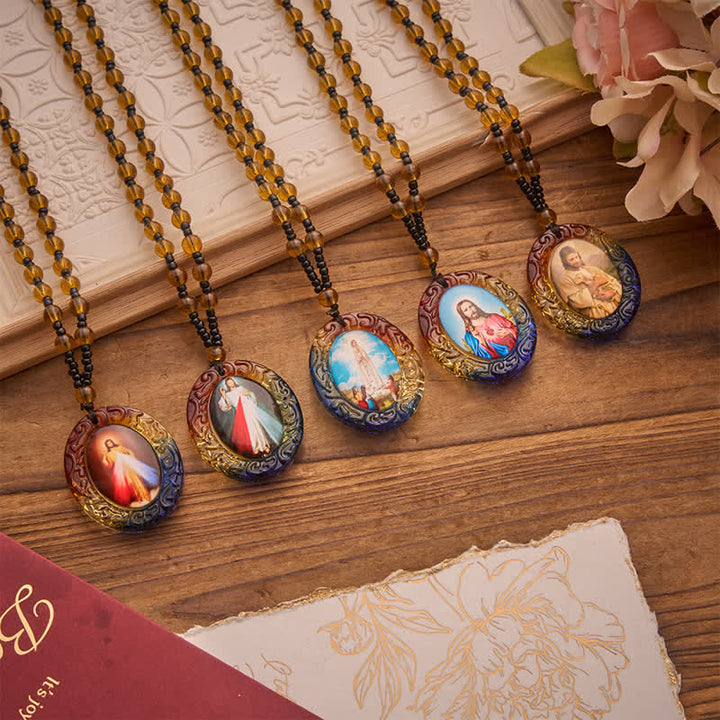 Christianartworkshop Holy Figure Collection Glass Beaded Necklace: Token of Sweet Divine Remembrance - image 2