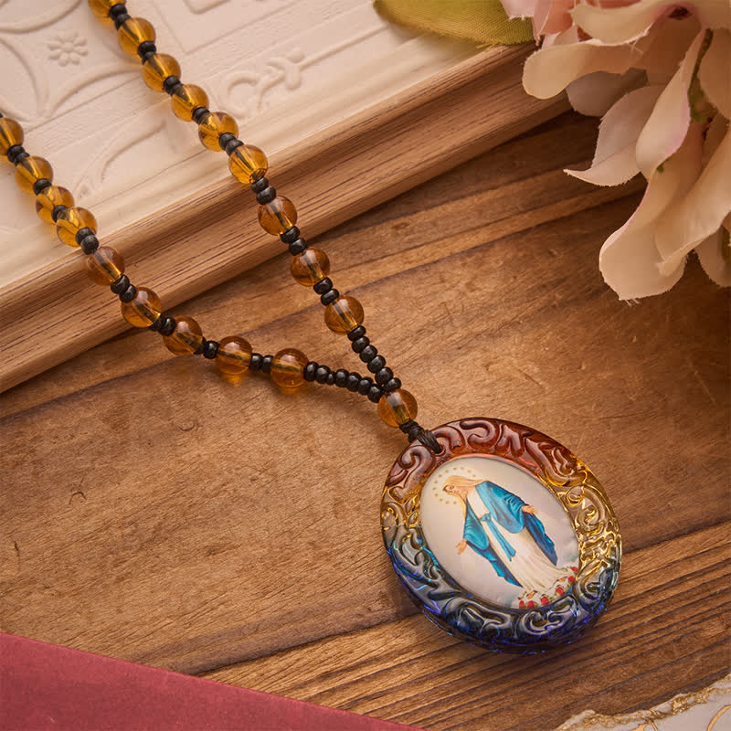 Christianartworkshop Holy Figure Collection Glass Beaded Necklace: Token of Sweet Divine Remembrance - Our Lady D - image 19
