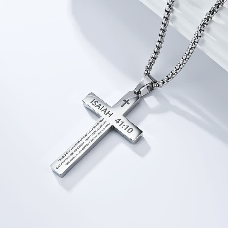 Christianartworkshop Heavy Duty Scripture Cross Necklace: Sign of Unfailing Divine Shelter - Silver - 41:10 - image 7