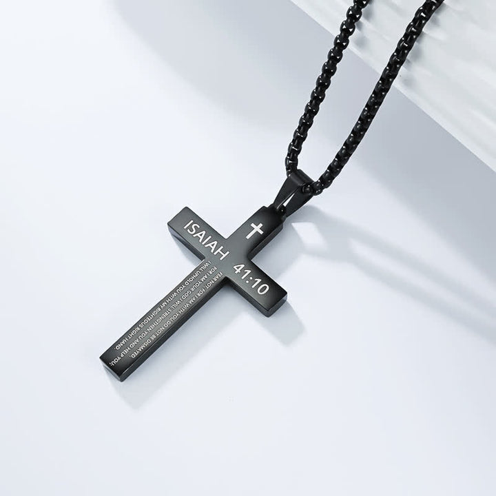 Christianartworkshop Heavy Duty Scripture Cross Necklace: Sign of Unfailing Divine Shelter - Black - 41:10 - image 14